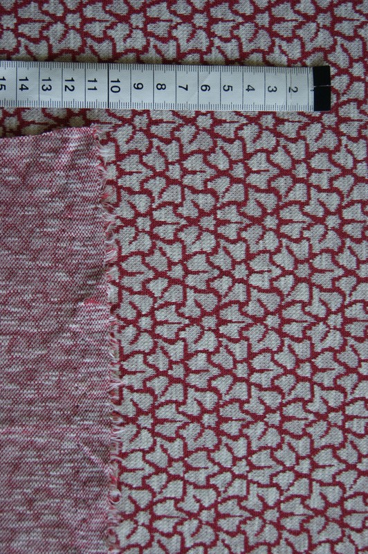  Leichter Strick-Jersey Blumenmuster weiß/rot