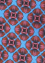 Baumwoll-Jersey blau/rot/orange/schwarz geometr. Blumen